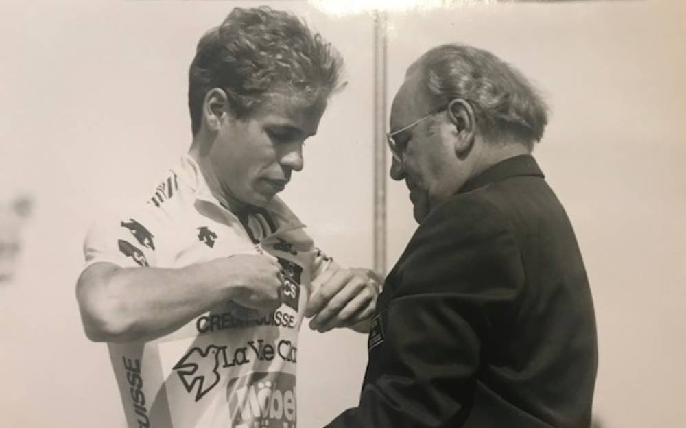 Joseph Voegeli mit TdS-Gesamtsieger Andrew Hampsten (1987)